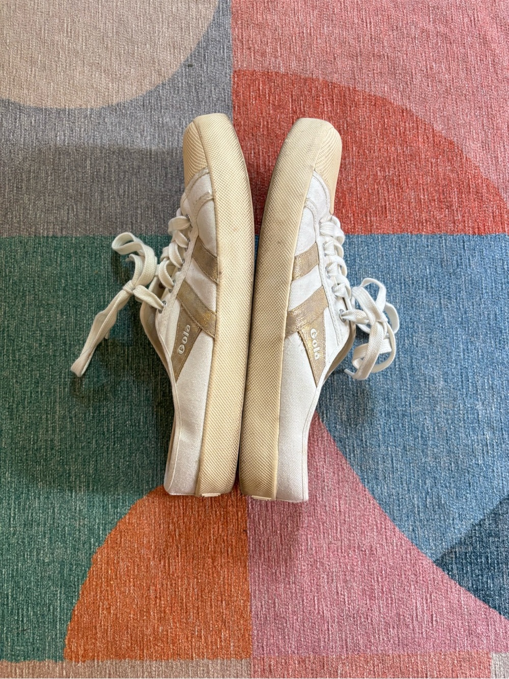Gola Women's Cream Mule Sneakers with Gold Accents - Picture 2 of 3